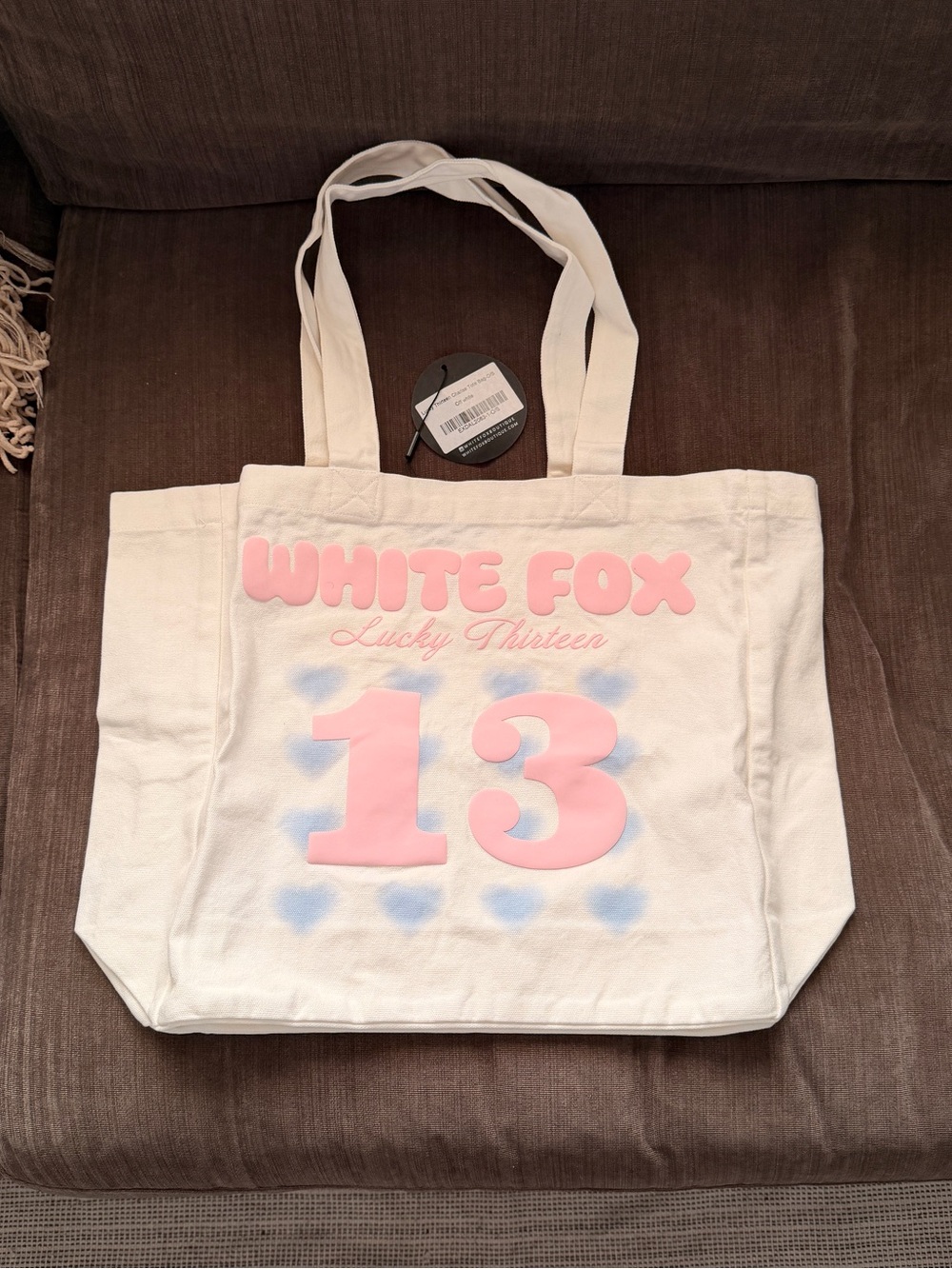 NWT White Fox Lucky Thirteen Charise Tote Bag - Off White Pink 13